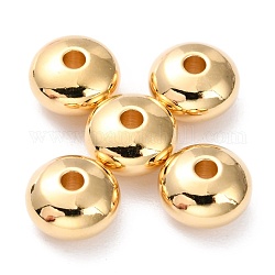 Brass Beads, Long-Lasting Plated, Rondelle, Real 24K Gold Plated, 7x4mm, Hole: 1.6mm