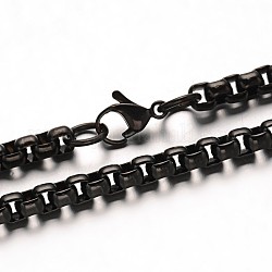 304 из нержавеющей стали коробки цепи ожерелья, с омаром застежками, металлический черный, 31.5 дюйм (80 см)