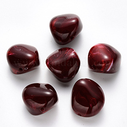 Perline acriliche imitazione della pietra preziosa, pepite, rosso, 24x21.5x15mm, Foro: 2.2 mm, circa 97pcs/500g