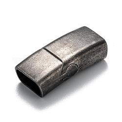 304 chiusura magnetica in acciaio inossidabile con estremità incollate, rettangolo, argento antico, 26x12.5x7.5mm, Foro: 5.5x11 mm