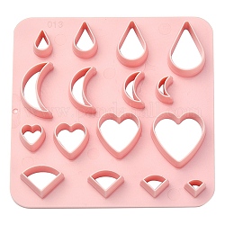 Cortadores de galletas de plástico abs, lágrima/luna/corazón/abanico, rosa, 100x100mm