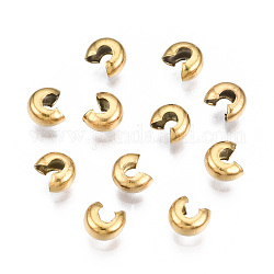 304 acero inoxidable perlas de engarce de cubre, galjanoplastia del vacío, dorado, 5.5x4.5x3.2mm, agujero: 1.6~1.8 mm