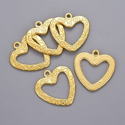 Alloy Pendants, Lead Free and Cadmium Free, Heart, Golden, 22x23x1.5mm, Hole: 1.5mm