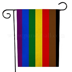 Drapeaux de jardin en lin, fierté/drapeau arc-en-ciel, pour les décorations de jardin à la maison, rectangle, rayure, 45x30 cm