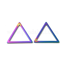 Revestimiento iónico (ip) 304 anillos de unión de acero inoxidable, triángulo, color del arco iris, 23.5x27x1.5mm, diámetro interior: 18.5x21 mm