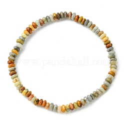 Женские эластичные браслеты из натурального агата с плоскими круглыми бусинами, внутренний диаметр: 2-3/8 дюйм (6 см)