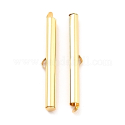 304 Stainless Steel Slide On End Clasp Tubes, Slider End Caps, Real 18K Gold Plated, 40x6x4mm, Hole: 3x1mm, Inner Diameter: 3.5mm