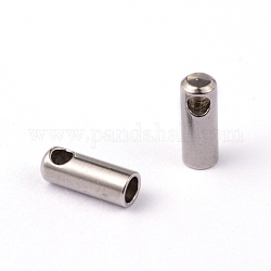 304 Stainless Steel Cord Ends, End Caps, Stainless Steel Color, 7x2.8mm, Hole: 1.2mm, Inner Diameter: 1.8mm