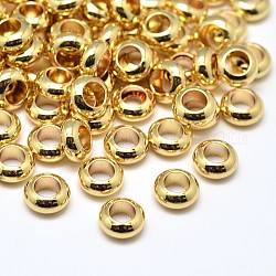 Ottone rotondi piatta distanziatore perline, oro, 7x3mm, Foro: 3.5 mm