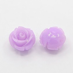 Synthetic Coral 3D Flower Rose Beads, Dyed, Lilac, 20x13mm, Hole: 2mm