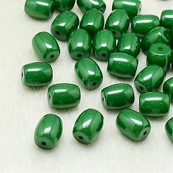 Perline di resina, barile, verde scuro, 14x12mm, Foro: 2 mm