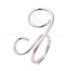 Anelli per polsini aperti in filo di ottone, doppi anelli, platino, misura degli stati uniti 7 1/4 (17.5mm)