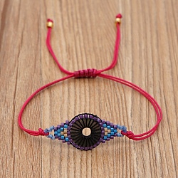 Braccialetto di perline intrecciate con semi di miyuki, braccialetto fortunato per la protezione del malocchio per le donne, porpora, 11 pollice (28 cm)