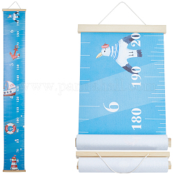 Tabla de altura extraíble con tema oceánico para niños, Reglas de tabla de medición colgantes de madera y sgc, Rectángulo, azul, 1540x199~213x0.3~11mm