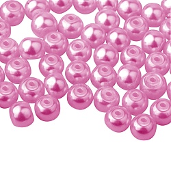Pearlized Eco-Friendly Dyed Glass Pearl Round Bead, Orchid, 4mm, Hole: 0.7~1.1mm, about 1000pcs/box