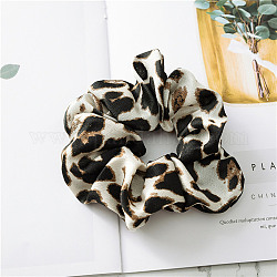 Accessoires de cheveux élastiques en tissu à motif imprimé léopard, pour les filles ou les femmes, chouchou / élastiques à cheveux chouchous, floral blanc, 120mm
