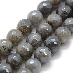 Chapelets de perles en labradorite naturelle , facette, ronde, 8mm, Trou: 0.8mm, Environ 48 pcs/chapelet, 15.35 pouce (39 cm)