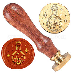 Siegellack-Stempelkopf aus Messing, mit Holzgriff, für Umschlageinladungen, Geschenkkarten, Flasche, 83x22 mm, Kopf: 7.5 mm, Briefmarken: 25x14.5 mm