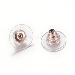 304 Stainless Steel Bullet Clutch Earring Backs, with Plastic Pads, Ear Nuts, Rose Gold, 12x12x6mm, Hole: 1mm, Fit For 0.6~0.8mm Pin