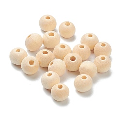 Natural Unfinished Wood Beads, Round Wooden Loose Beads, Wheat, 8x7mm, Hole: 2.5mm