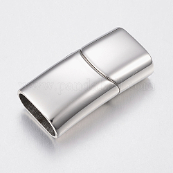 Surface lisse 304 fermoirs magnétiques en acier inoxydable avec emembouts à coller, rectangle, couleur inoxydable, 15x29x8mm, Trou: 6x13mm