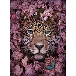 Kits de lienzo de animales de pintura de diamante 5d diy, con diamantes de imitación de la resina, bolígrafo adhesivo de diamante, plato de bandeja y arcilla de cola, patrón de tigre, 30x20x0.02 cm