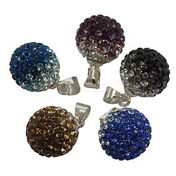 Austrian Crystal Charms, With Sterling Silver Clasps, Round, Mixed Color, 12mm, Hole: 3.5mm
