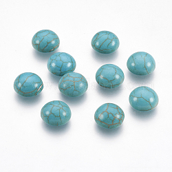 Синтетические бирюзовые плоские задние купольные кабошоны, ремесленных фурнитуры, окрашенные, полукруглый, темные голубые, 8x4 мм
