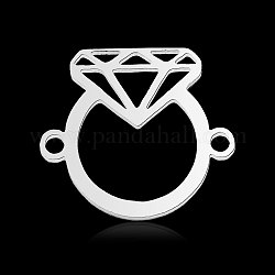 201 dijes de conector de acero inoxidable, forma de anillo de diamantes, color acero inoxidable, 14x16x1mm, agujero: 1.4 mm