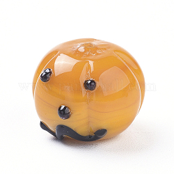 Perles au chalumeau faites à la main sur le thème de l'automne, citrouille de dessin animé, orange foncé, 11.5x15x14.5mm, Trou: 1.5mm