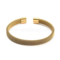 304 bracelets manchette en treillis métallique en acier inoxydable pour femme, or, large: 8 mm, diamètre intérieur: 2-3/8x2 pouce (6.1x5 cm)