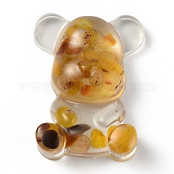 Resin Display Decorations, with Natural Yellow Agate Chips Inside, Bear, 53.5~53.8x41~41.5x17.5~21mm