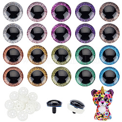Olycraft 20 комплект, 10 цвета, пластиковые глазки для рукоделия, безопасные глаза, с диском с полосками крови и прокладкой, для изготовления кукол, полукруглый, разноцветные, 30x26.5 мм, 2 комплект / цвет
