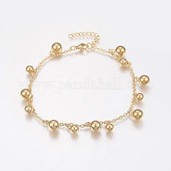 304 Stainless Steel Anklets, Round, Golden, 9~9-1/2 inch(23~24cm)