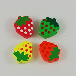 Wood Beads, Lead Free, Dyed, Strawberry, Mixed Color, 18.5x15x6mm, Hole: 1.5mm, about 700pcs/500g