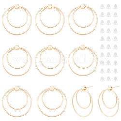 Benecreat 10 pz orecchini a cerchio geometrici placcati in oro, Risultati di orecchini pendenti a doppio cerchio minimalista con 30 dado per orecchie per risultati di creazione di gioielli fai da te