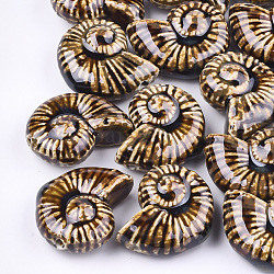 Perles en porcelaine manuelles, fantaisie porcelaine émaillée antique, escargot de mer, Pérou, 39~40x30~31x16.5~18mm, Trou: 2.5~3.5mm