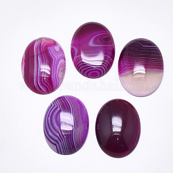 Natural Banded Agate/Striped Agate Cabochons, Dyed, Oval, Purple, 40~41x30x7~9mm