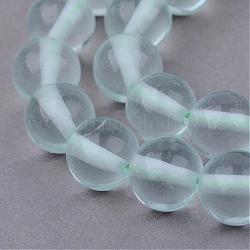 Green Watermelon Stone Glass Beads Strands, Round, 10~10.5mm, Hole: 1.2mm, about 37~40pcs/strand, 14.9~15.1 inch(38~38.5cm)