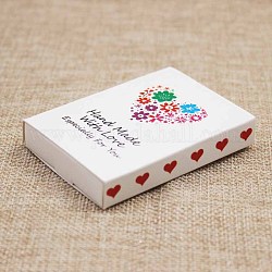 Картонные коробки из крафт-бумаги и ювелирные изделия с ожерельем, упаковочные коробки, со словом и цветочным узором, белые, размер сложенной коробки: 7.3x5.4x1.2 см, дисплейная карточка: 7x5x0.05 см