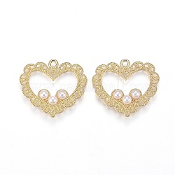 Ciondoli acrilici gioielli in lega, con i loop, cuore, oro chiaro, 23x26x4.5mm, Foro: 1.8 mm