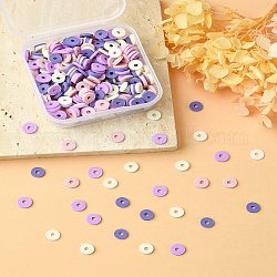 20G 4 Colors Eco-Friendly Handmade Polymer Clay Beads, Disc/Flat Round, Heishi Beads, Mixed Color, 6x1mm, Hole: 2mm, 5g/color
