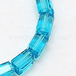 Glass Beads Strands, Faceted, Cuboid, DeepSky Blue, 8x5x5mm, Hole: 1mm, about 73pcs/strand, 22.8inch