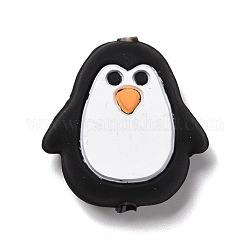Силиконовые фокусные шарики, пингвин, чёрные, 27x26x10 мм, отверстие : 2.5 мм