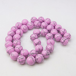 Chapelets de perles en turquoise synthétique, teinte, ronde, violette, 10mm, Trou: 1mm, Environ 40 pcs/chapelet, 15.7