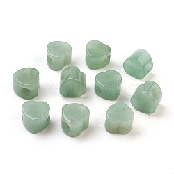 Perle europee di avventurina verde naturale, perline con foro grande, cuore, 13~14x13~14x9~10mm, Foro: 5.5~6 mm