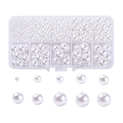 443 pz 5 dimensioni abs perle di plastica imitazione perle, tondo, bianco, 4~12mm, Foro: 1.6~2.3 mm