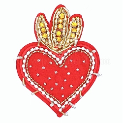 Accessoires de costume en strass, perles, cœur, paillettes, pour la Saint Valentin, rouge, 104x82mm