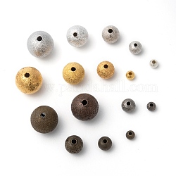Round Brass Textured Beads, Mixed Color, 4~12mm, Hole: 1~2mm