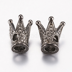 Tibetischer stil legierung perlen, Krone, Metallgrau, 13x11~12 mm, Bohrung: 2.5 mm